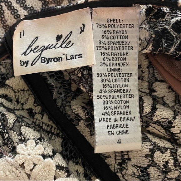 Beguile by Byron Lars Melange Lace Pencil Dress in Black and Ivory - Picture 7 of 12